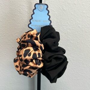 Sunday State | Leopard/Black Oversized Scrunchie Set